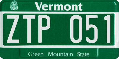 VT license plate ZTP051