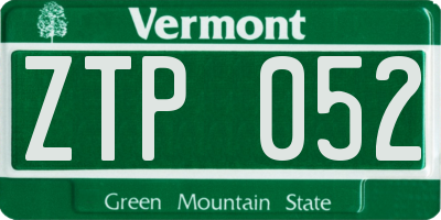 VT license plate ZTP052