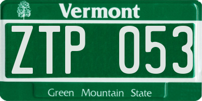 VT license plate ZTP053