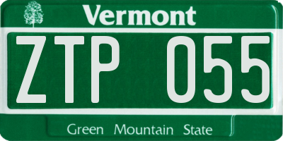 VT license plate ZTP055