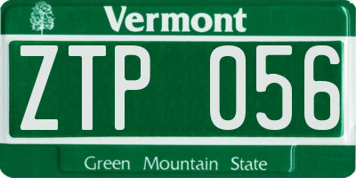 VT license plate ZTP056