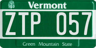 VT license plate ZTP057