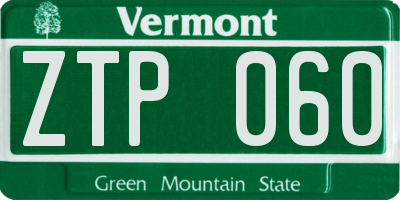 VT license plate ZTP060