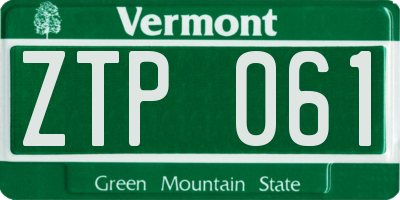 VT license plate ZTP061