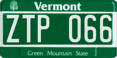 VT license plate ZTP066