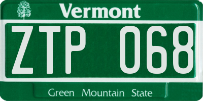 VT license plate ZTP068