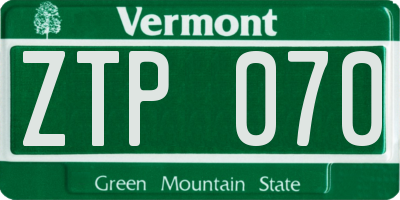 VT license plate ZTP070