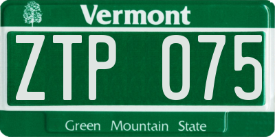 VT license plate ZTP075