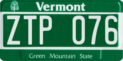 VT license plate ZTP076