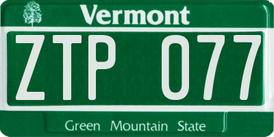VT license plate ZTP077
