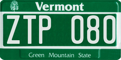 VT license plate ZTP080