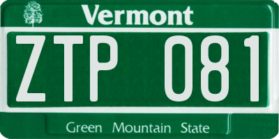 VT license plate ZTP081