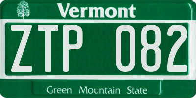 VT license plate ZTP082