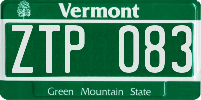 VT license plate ZTP083