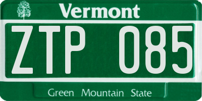 VT license plate ZTP085