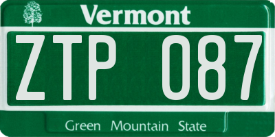 VT license plate ZTP087