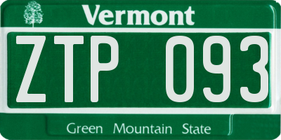 VT license plate ZTP093