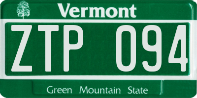VT license plate ZTP094