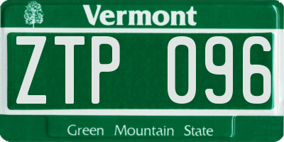 VT license plate ZTP096