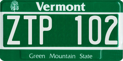 VT license plate ZTP102