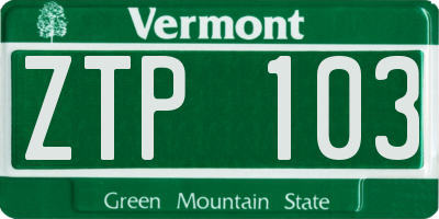 VT license plate ZTP103