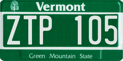 VT license plate ZTP105