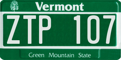 VT license plate ZTP107