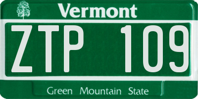 VT license plate ZTP109