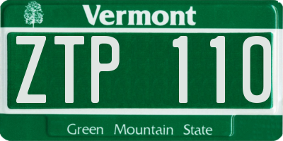 VT license plate ZTP110