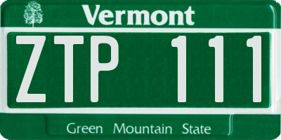 VT license plate ZTP111