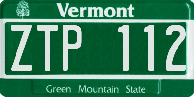 VT license plate ZTP112