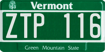 VT license plate ZTP116