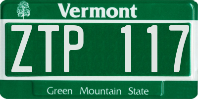 VT license plate ZTP117