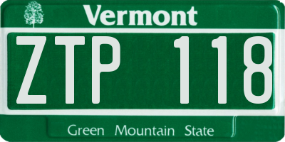 VT license plate ZTP118