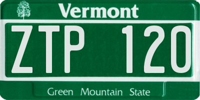 VT license plate ZTP120