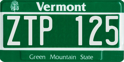 VT license plate ZTP125