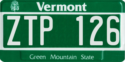 VT license plate ZTP126