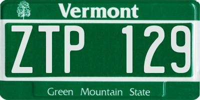 VT license plate ZTP129