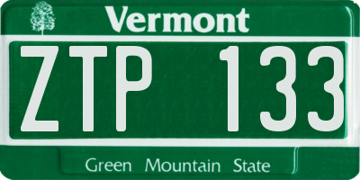 VT license plate ZTP133
