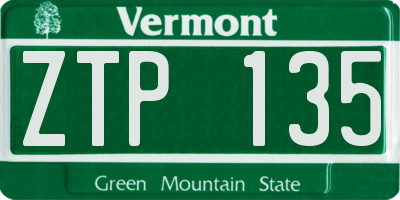 VT license plate ZTP135