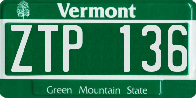VT license plate ZTP136