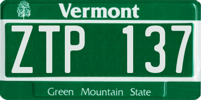 VT license plate ZTP137