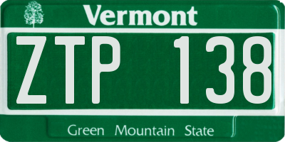 VT license plate ZTP138