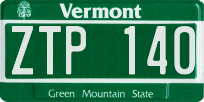 VT license plate ZTP140