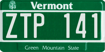 VT license plate ZTP141