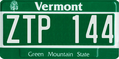 VT license plate ZTP144