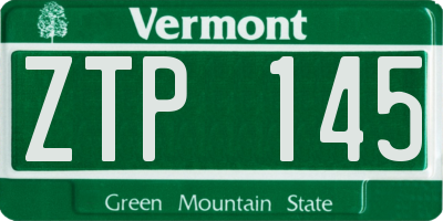 VT license plate ZTP145