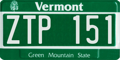 VT license plate ZTP151