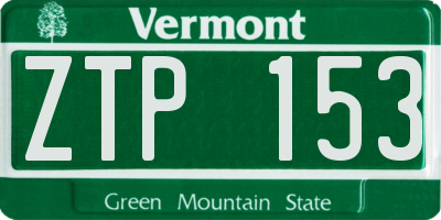 VT license plate ZTP153