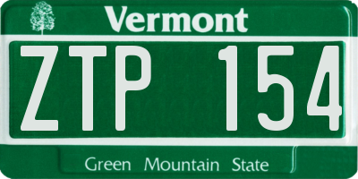 VT license plate ZTP154